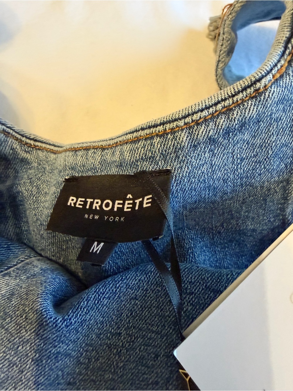 Retrofete Dawson Light Blue High-Rise Wide Leg Jeans with Bow-Strap Detail - Picture 7 of 7